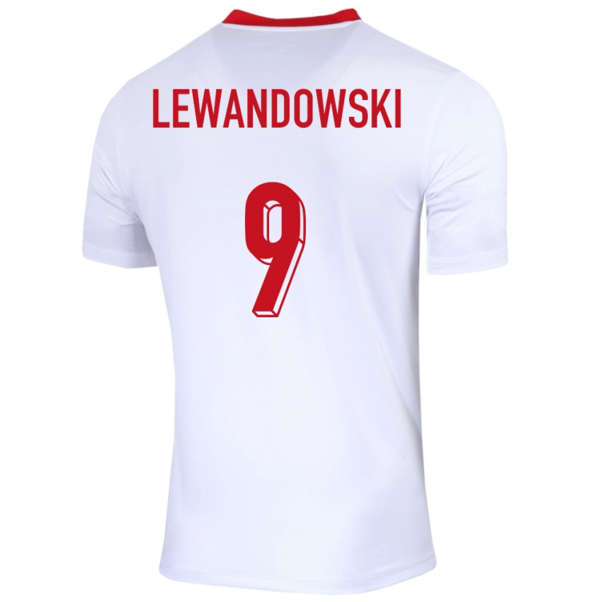 Niño Camiseta Polonia Robert Lewandowski #9 Blanco 1ª Equipación 24-26 La Camisa Chile