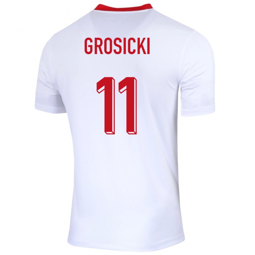 Niño Camiseta Polonia Kamil Grosicki #11 Blanco 1ª Equipación 24-26 La Camisa Chile