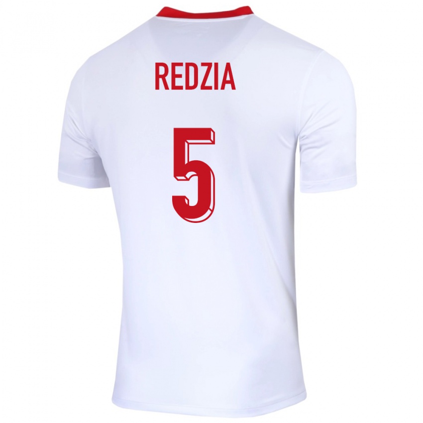 Niño Camiseta Polonia Anna Redzia #5 Blanco 1ª Equipación 24-26 La Camisa Chile