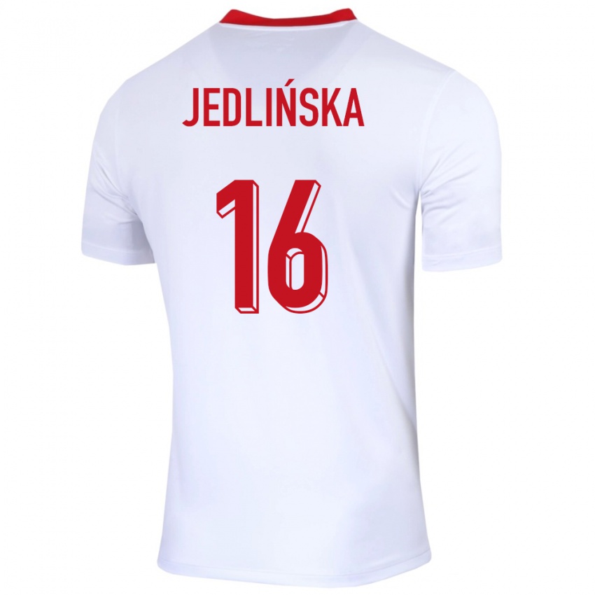 Niño Camiseta Polonia Klaudia Jedlinska #16 Blanco 1ª Equipación 24-26 La Camisa Chile