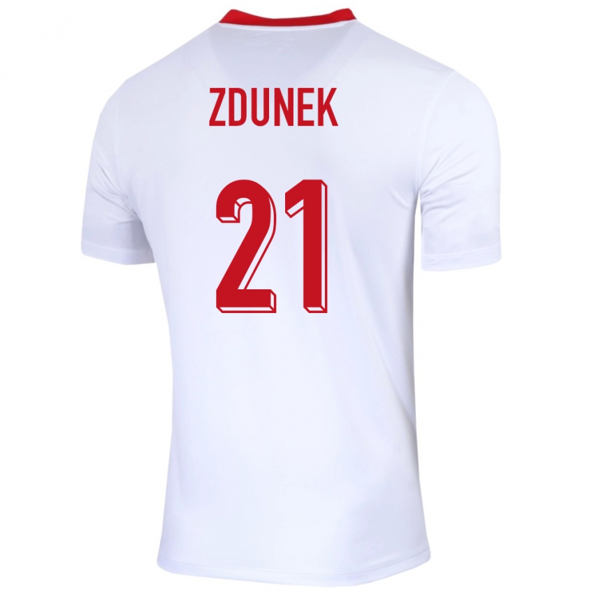 Niño Camiseta Polonia Emilia Zdunek #21 Blanco 1ª Equipación 24-26 La Camisa Chile
