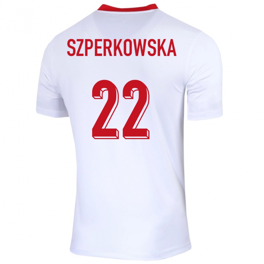 Niño Camiseta Polonia Oliwia Szperkowska #22 Blanco 1ª Equipación 24-26 La Camisa Chile