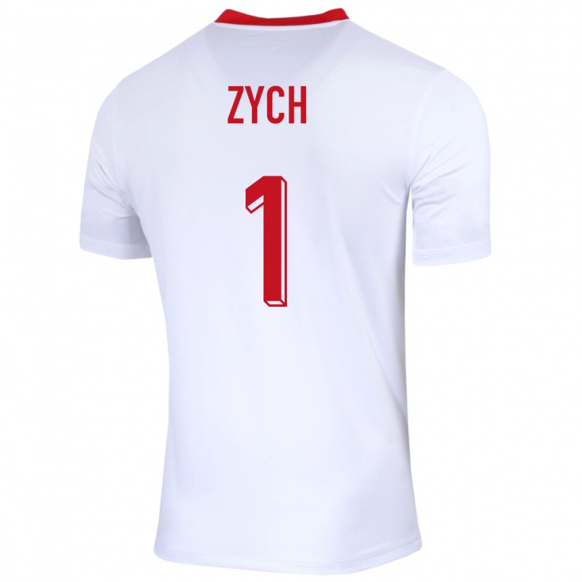 Niño Camiseta Polonia Oliwier Zych #1 Blanco 1ª Equipación 24-26 La Camisa Chile