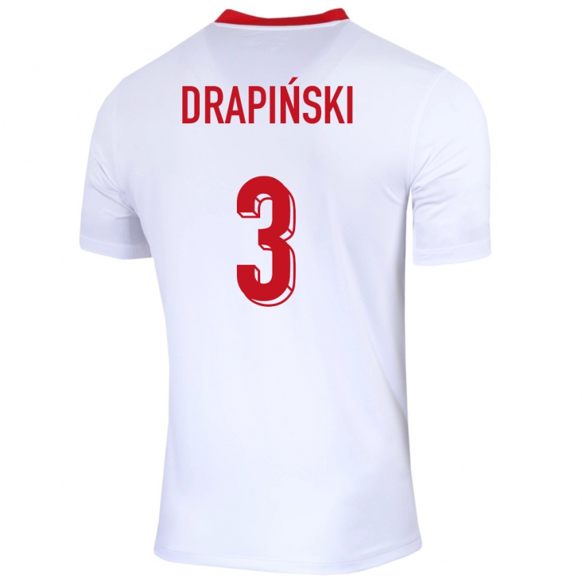 Niño Camiseta Polonia Igor Drapinski #3 Blanco 1ª Equipación 24-26 La Camisa Chile