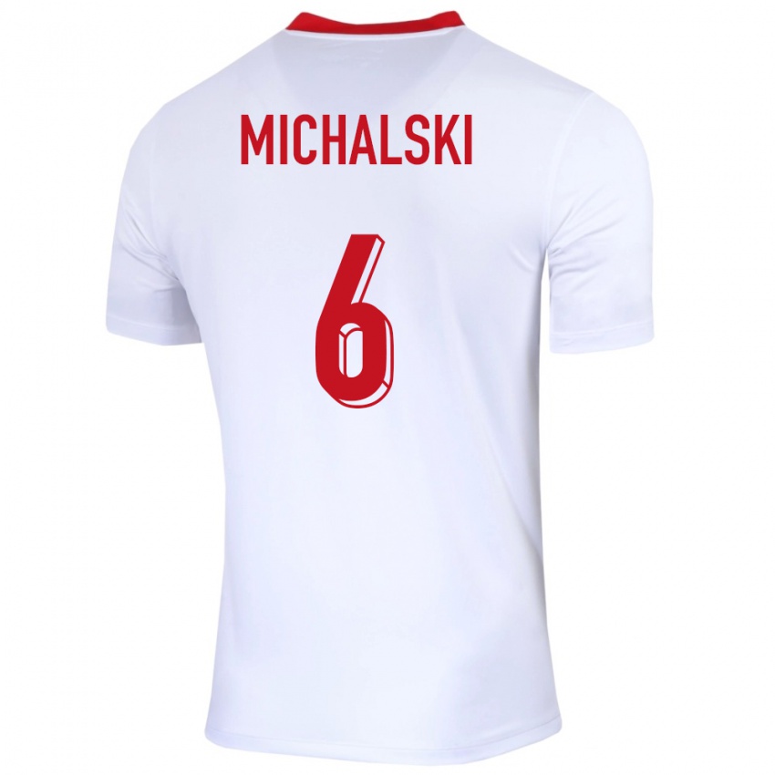 Niño Camiseta Polonia Szymon Michalski #6 Blanco 1ª Equipación 24-26 La Camisa Chile