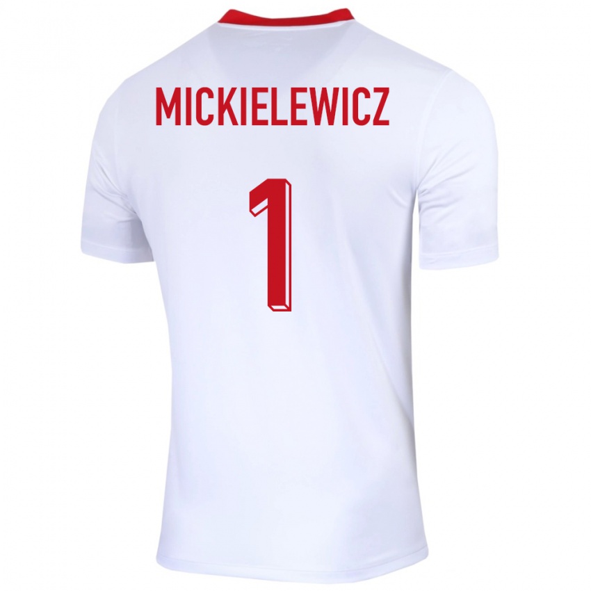 Niño Camiseta Polonia Aleksander Mickielewicz #1 Blanco 1ª Equipación 24-26 La Camisa Chile