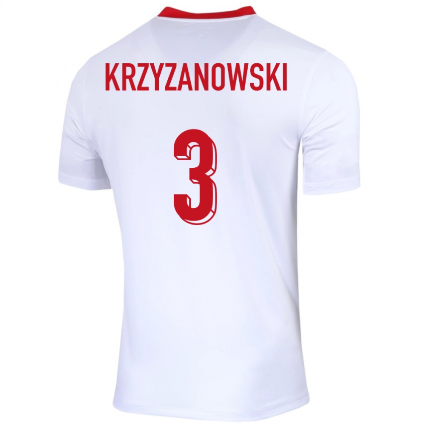 Niño Camiseta Polonia Jakub Krzyzanowski #3 Blanco 1ª Equipación 24-26 La Camisa Chile