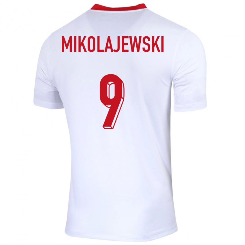 Niño Camiseta Polonia Daniel Mikolajewski #9 Blanco 1ª Equipación 24-26 La Camisa Chile