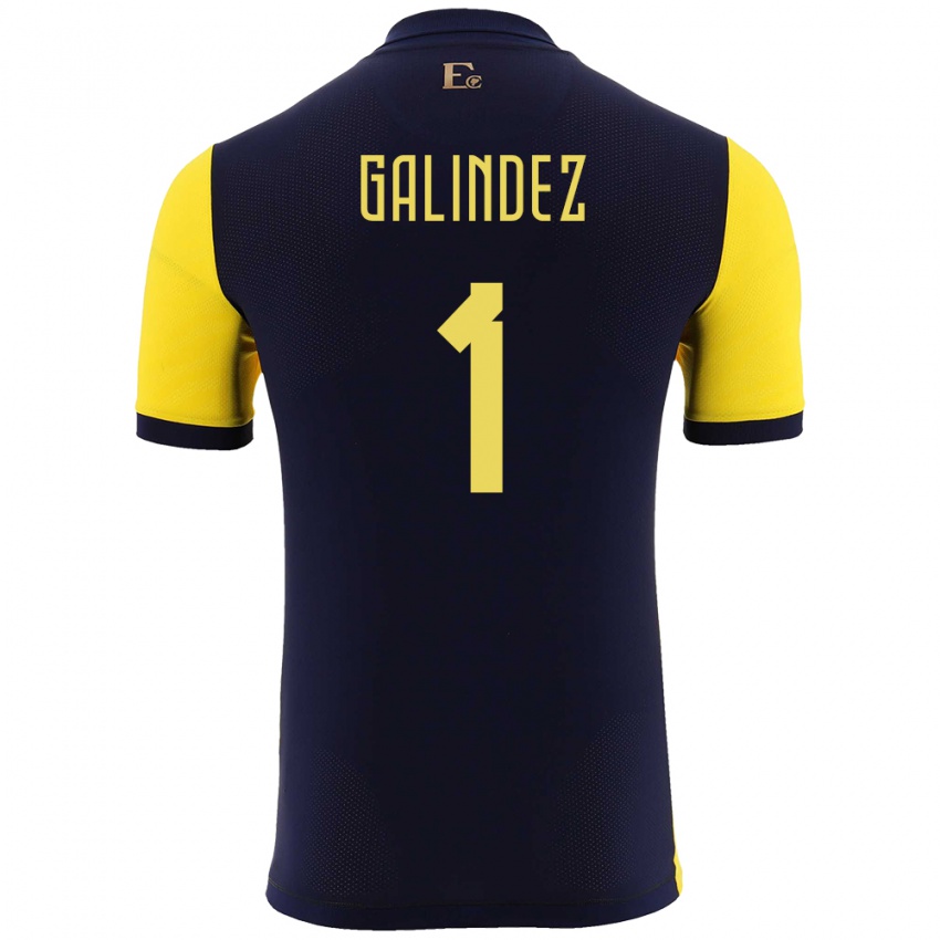 Niño Camiseta Ecuador Hernan Galindez #1 Amarillo 1ª Equipación 24-26 La Camisa Chile