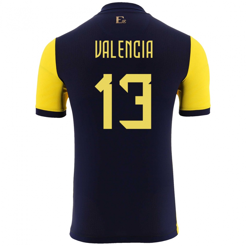 Niño Camiseta Ecuador Enner Valencia #13 Amarillo 1ª Equipación 24-26 La Camisa Chile