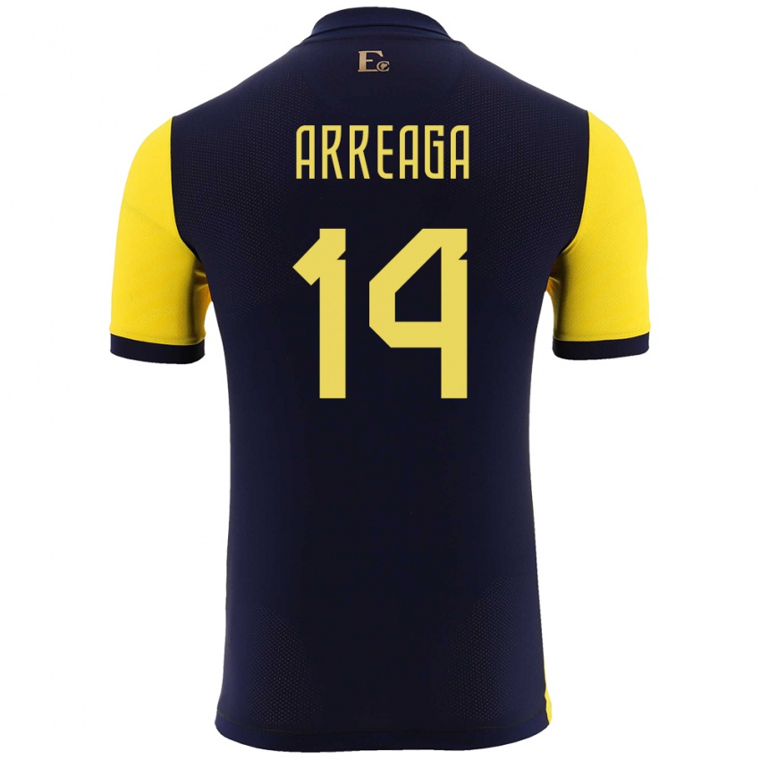 Niño Camiseta Ecuador Xavier Arreaga #14 Amarillo 1ª Equipación 24-26 La Camisa Chile