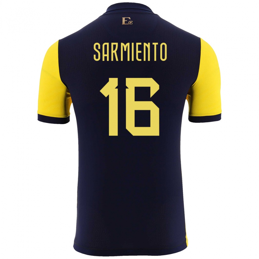 Niño Camiseta Ecuador Jeremy Sarmiento #16 Amarillo 1ª Equipación 24-26 La Camisa Chile