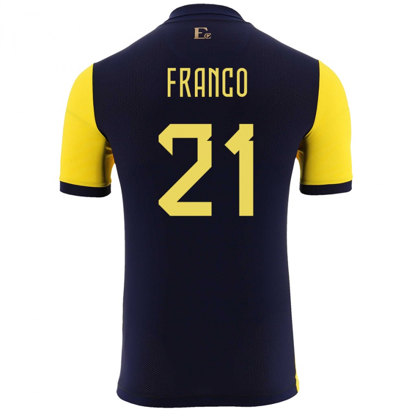 Niño Camiseta Ecuador Alan Franco #21 Amarillo 1ª Equipación 24-26 La Camisa Chile