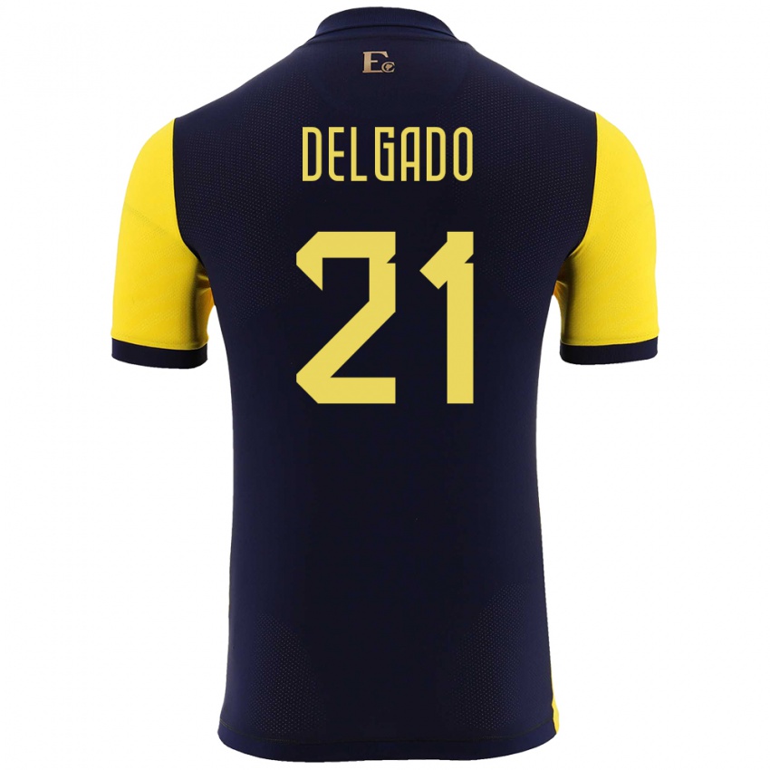 Niño Camiseta Ecuador Patrickson Delgado #21 Amarillo 1ª Equipación 24-26 La Camisa Chile