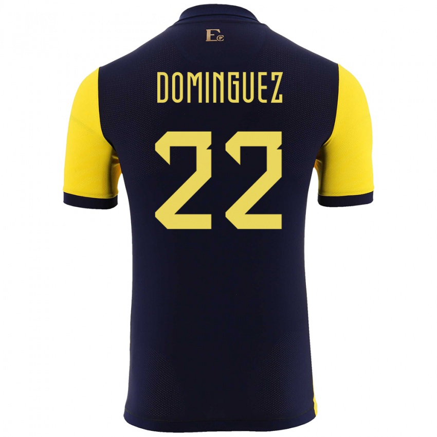 Niño Camiseta Ecuador Alexander Dominguez #22 Amarillo 1ª Equipación 24-26 La Camisa Chile