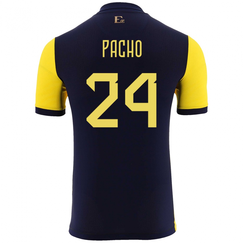 Niño Camiseta Ecuador William Pacho #24 Amarillo 1ª Equipación 24-26 La Camisa Chile