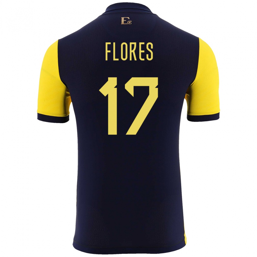 Niño Camiseta Ecuador Karen Flores #17 Amarillo 1ª Equipación 24-26 La Camisa Chile