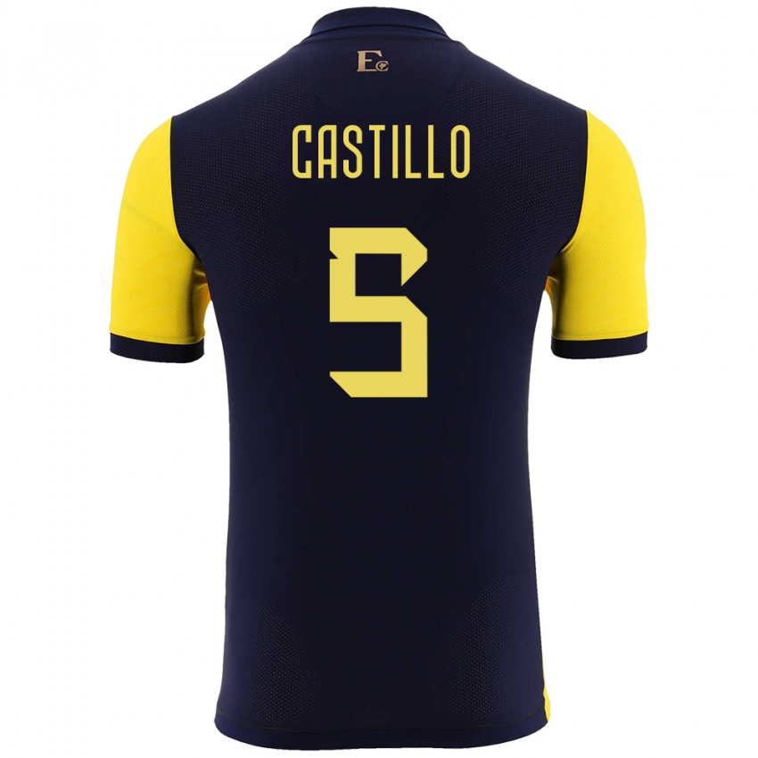 Niño Camiseta Ecuador Denil Castillo #5 Amarillo 1ª Equipación 24-26 La Camisa Chile