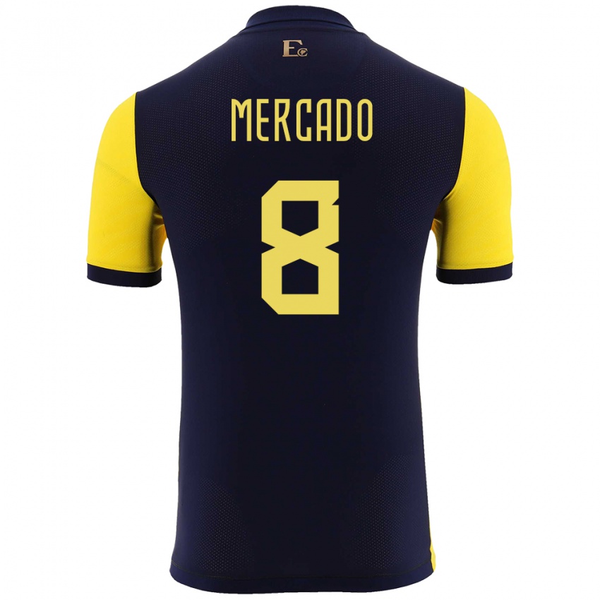 Niño Camiseta Ecuador Patrik Mercado #8 Amarillo 1ª Equipación 24-26 La Camisa Chile