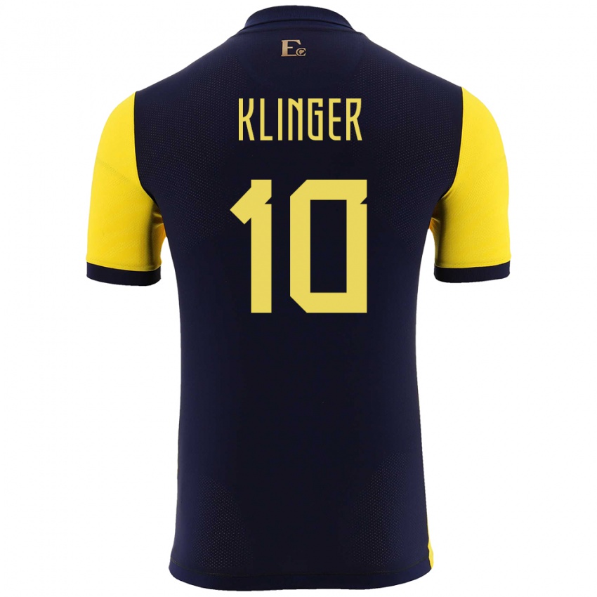 Niño Camiseta Ecuador Jose Klinger #10 Amarillo 1ª Equipación 24-26 La Camisa Chile