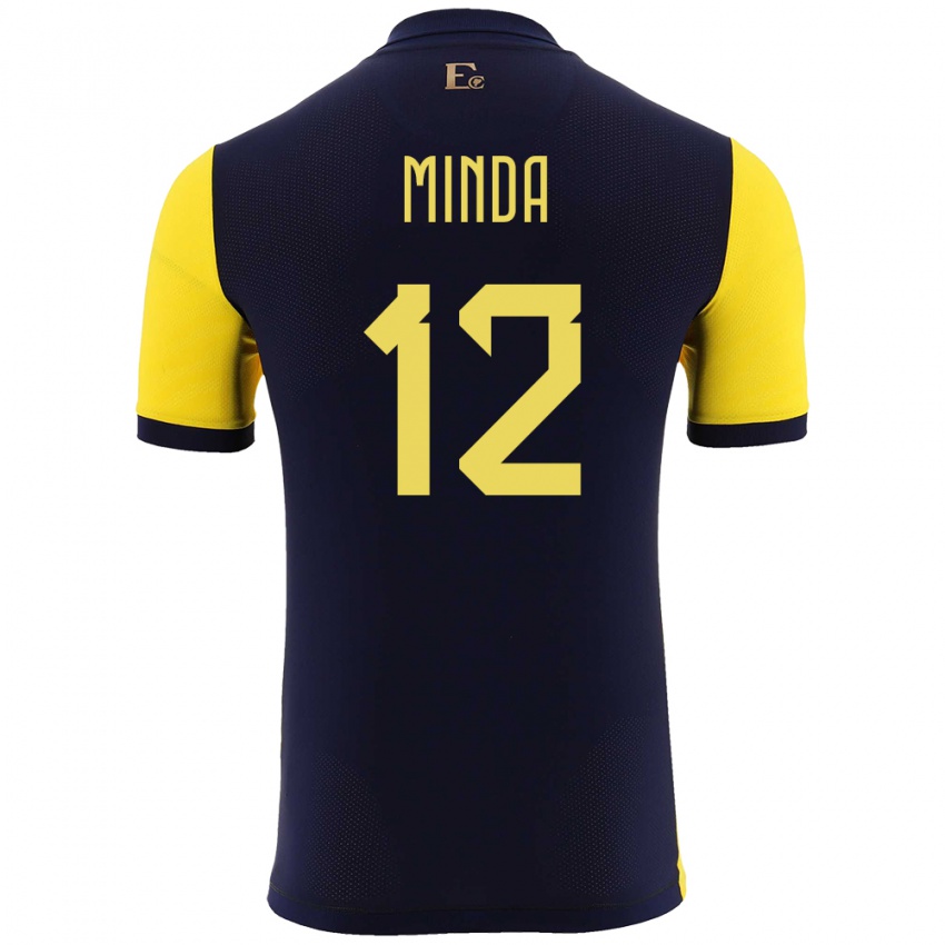 Niño Camiseta Ecuador Ethan Minda #12 Amarillo 1ª Equipación 24-26 La Camisa Chile