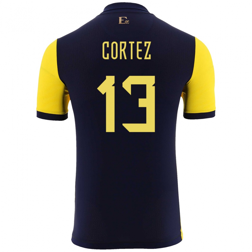 Niño Camiseta Ecuador Steven Cortez #13 Amarillo 1ª Equipación 24-26 La Camisa Chile