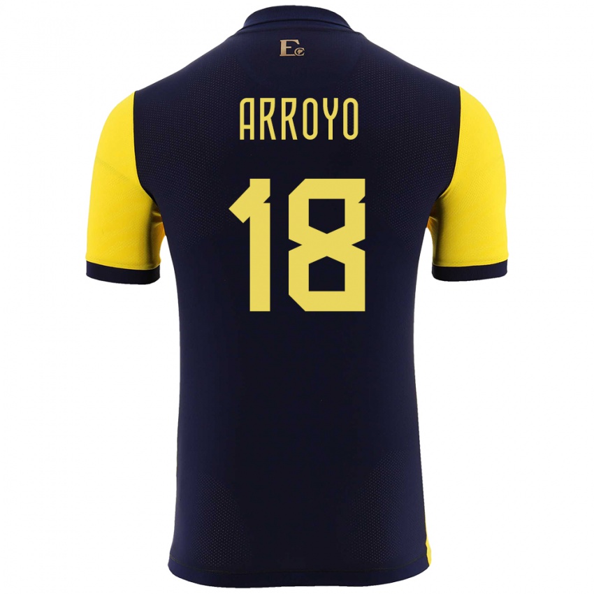 Niño Camiseta Ecuador Jean Arroyo #18 Amarillo 1ª Equipación 24-26 La Camisa Chile