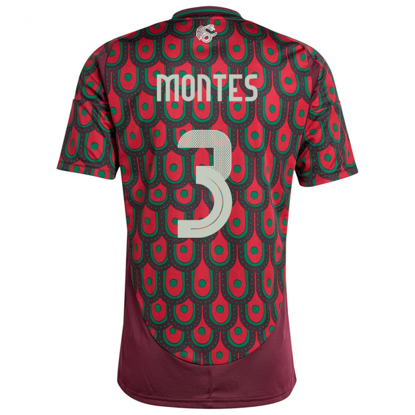 Niño Camiseta México Cesar Montes #3 Granate 1ª Equipación 24-26 La Camisa Chile