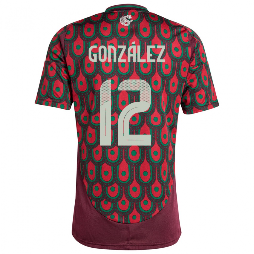 Niño Camiseta México Itzel Gonzalez #12 Granate 1ª Equipación 24-26 La Camisa Chile
