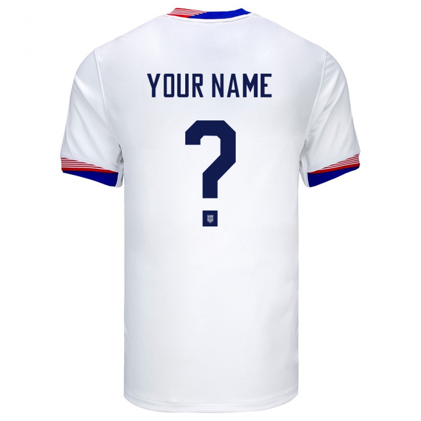 Niño Camiseta Estados Unidos Su Nombre #0 Blanco 1ª Equipación 24-26 La Camisa Chile