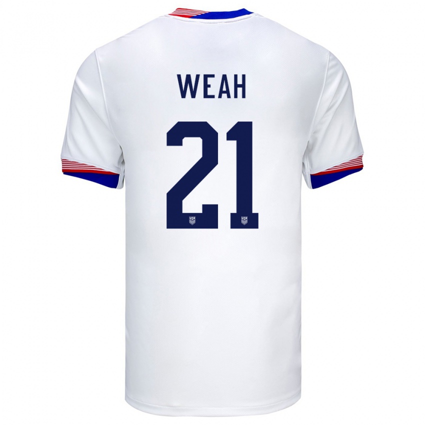 Niño Camiseta Estados Unidos Timothy Weah #21 Blanco 1ª Equipación 24-26 La Camisa Chile