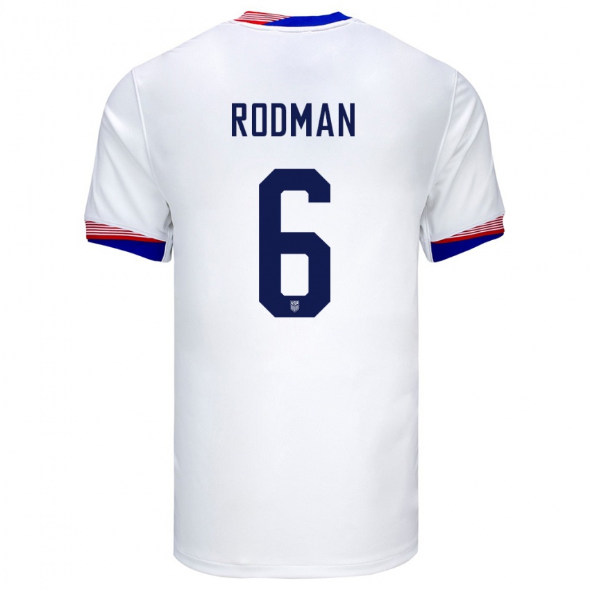 Niño Camiseta Estados Unidos Trinity Rodman #6 Blanco 1ª Equipación 24-26 La Camisa Chile