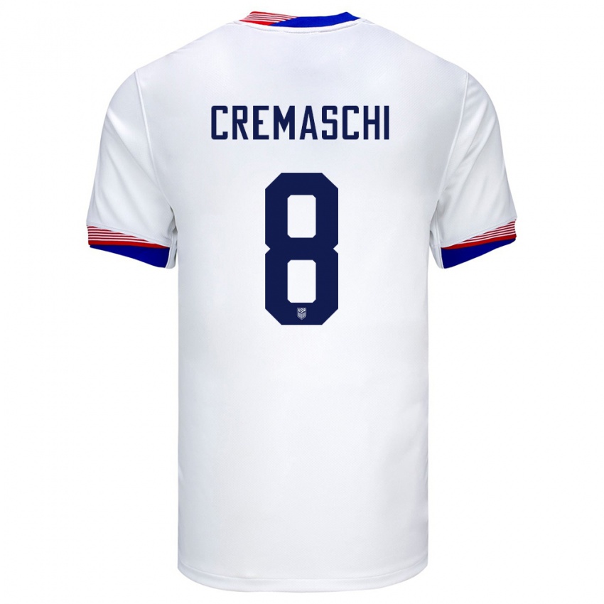 Niño Camiseta Estados Unidos Benjamin Cremaschi #8 Blanco 1ª Equipación 24-26 La Camisa Chile