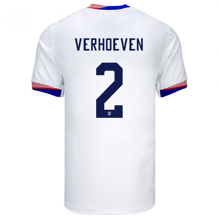 Niño Camiseta Estados Unidos Oscar Verhoeven #2 Blanco 1ª Equipación 24-26 La Camisa Chile