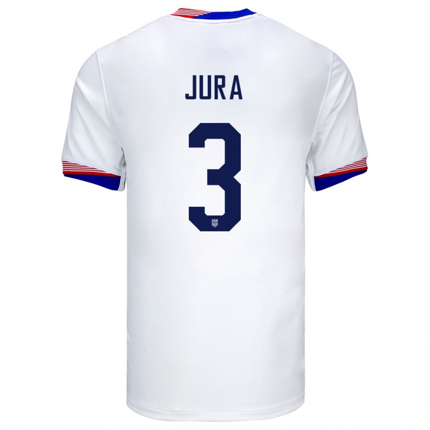 Niño Camiseta Estados Unidos Sawyer Jura #3 Blanco 1ª Equipación 24-26 La Camisa Chile