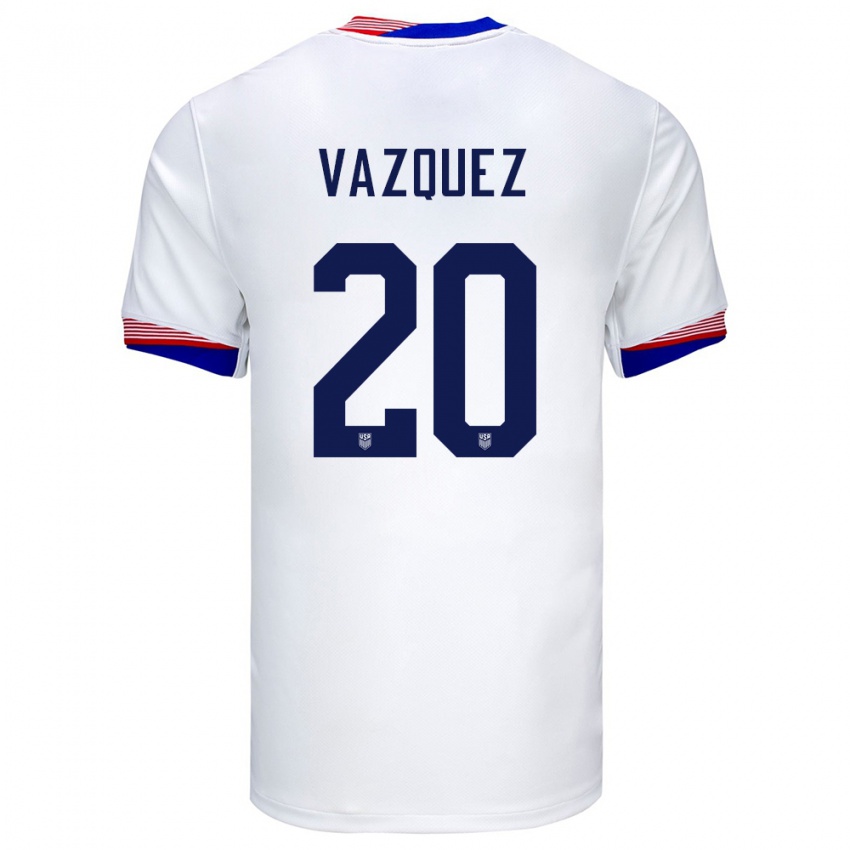 Niño Camiseta Estados Unidos David Vazquez #20 Blanco 1ª Equipación 24-26 La Camisa Chile
