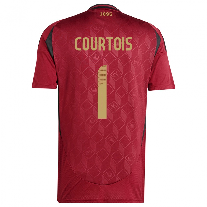 Niño Camiseta Bélgica Thibaut Courtois #1 Borgoña 1ª Equipación 24-26 La Camisa Chile