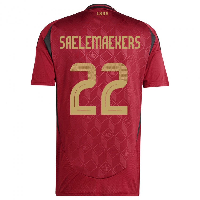Niño Camiseta Bélgica Alexis Saelemaekers #22 Borgoña 1ª Equipación 24-26 La Camisa Chile