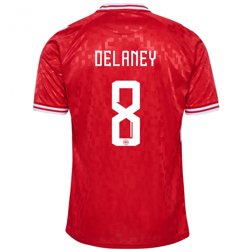 Niño Camiseta Dinamarca Thomas Delaney #8 Rojo 1ª Equipación 24-26 La Camisa Chile