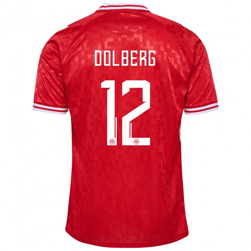 Niño Camiseta Dinamarca Kasper Dolberg #12 Rojo 1ª Equipación 24-26 La Camisa Chile