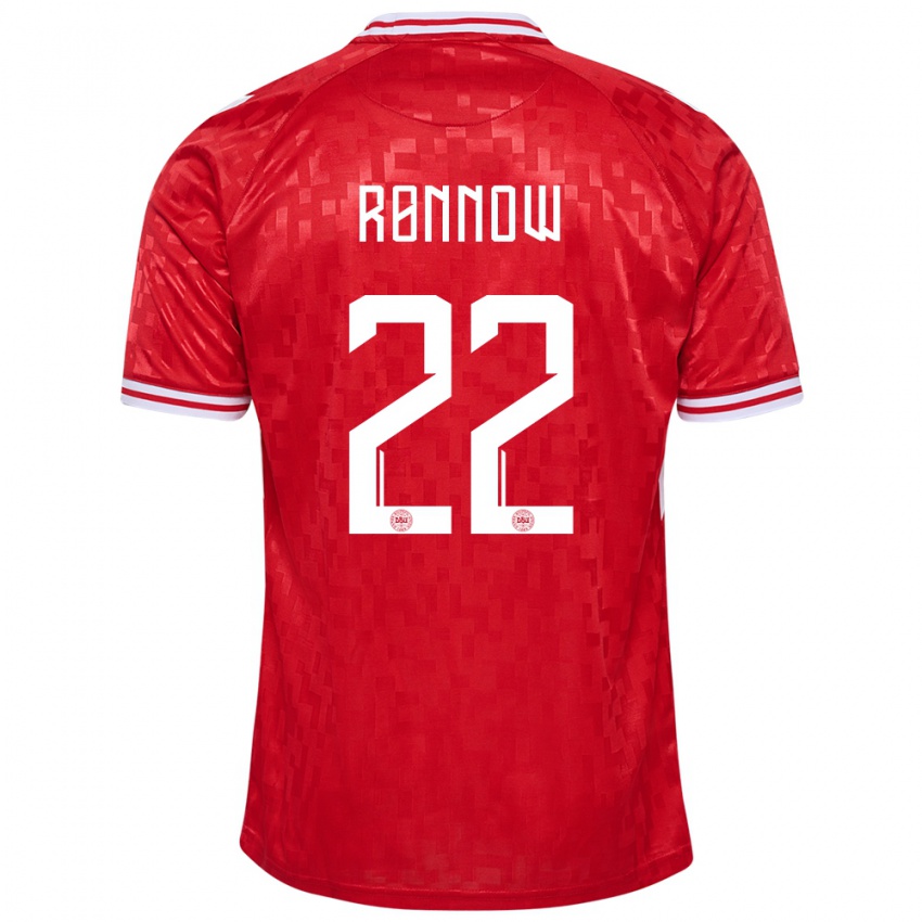 Niño Camiseta Dinamarca Frederik Ronnow #22 Rojo 1ª Equipación 24-26 La Camisa Chile