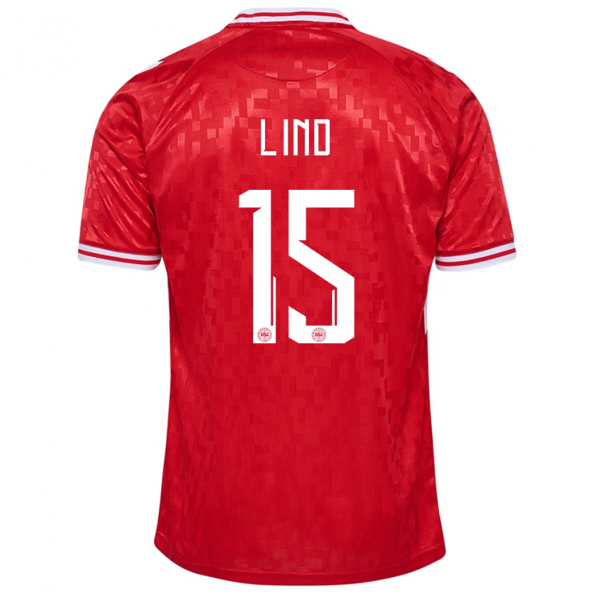 Niño Camiseta Dinamarca Victor Lind #15 Rojo 1ª Equipación 24-26 La Camisa Chile