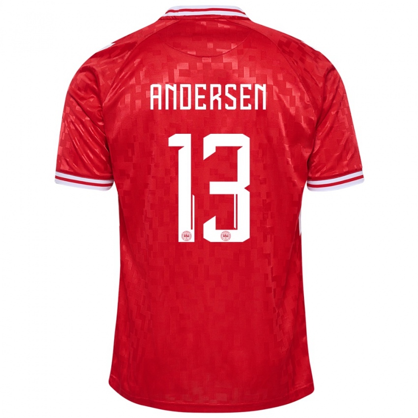 Niño Camiseta Dinamarca Frej Andersen #13 Rojo 1ª Equipación 24-26 La Camisa Chile