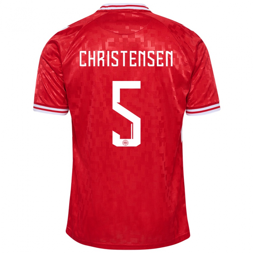 Niño Camiseta Dinamarca Aske Christensen #5 Rojo 1ª Equipación 24-26 La Camisa Chile