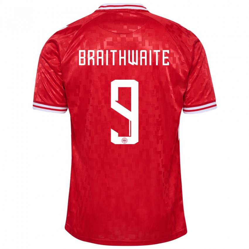 Niño Camiseta Dinamarca Martin Braithwaite #9 Rojo 1ª Equipación 24-26 La Camisa Chile