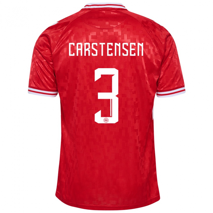 Niño Camiseta Dinamarca Rasmus Carstensen #3 Rojo 1ª Equipación 24-26 La Camisa Chile