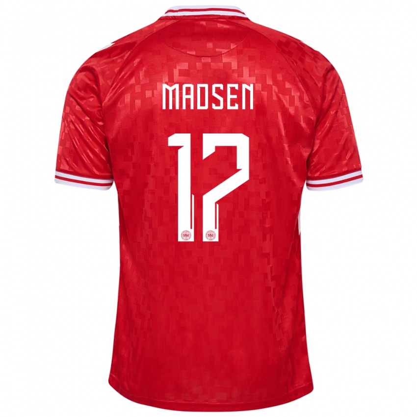 Niño Camiseta Dinamarca Nicolas Madsen #17 Rojo 1ª Equipación 24-26 La Camisa Chile