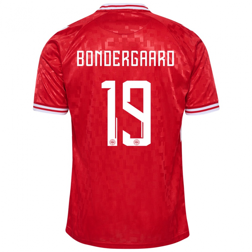 Niño Camiseta Dinamarca Asbjorn Bondergaard #19 Rojo 1ª Equipación 24-26 La Camisa Chile