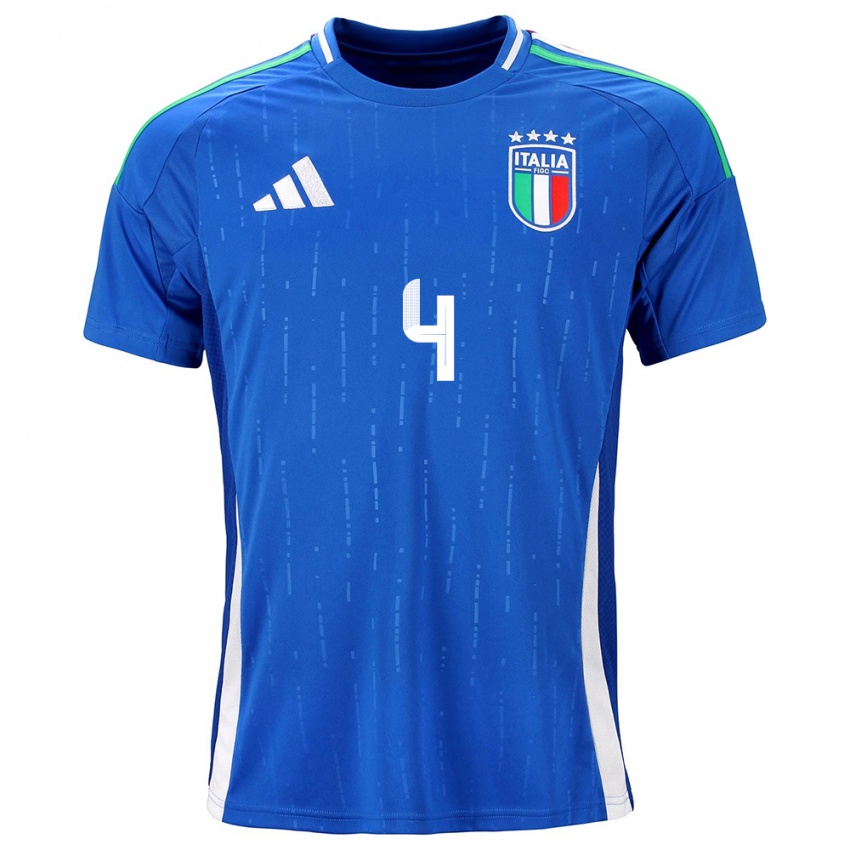 Niño Camiseta Italia Lucia Di Guglielmo #4 Azul 1ª Equipación 24-26 La Camisa Chile