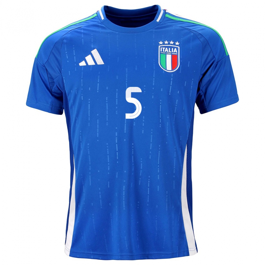 Niño Camiseta Italia Riccardo Calafiori #5 Azul 1ª Equipación 24-26 La Camisa Chile